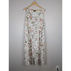 Frye Midi Dress XXL Button Art Floral Sleeveless Prairie Cottage Boho Flowy 151
